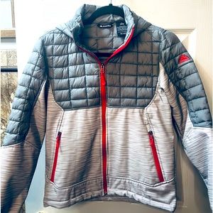 Snozu Girl’s Red Grey Hooded Winter Spring Puffer Jacket Coat Size 14/16 Lg